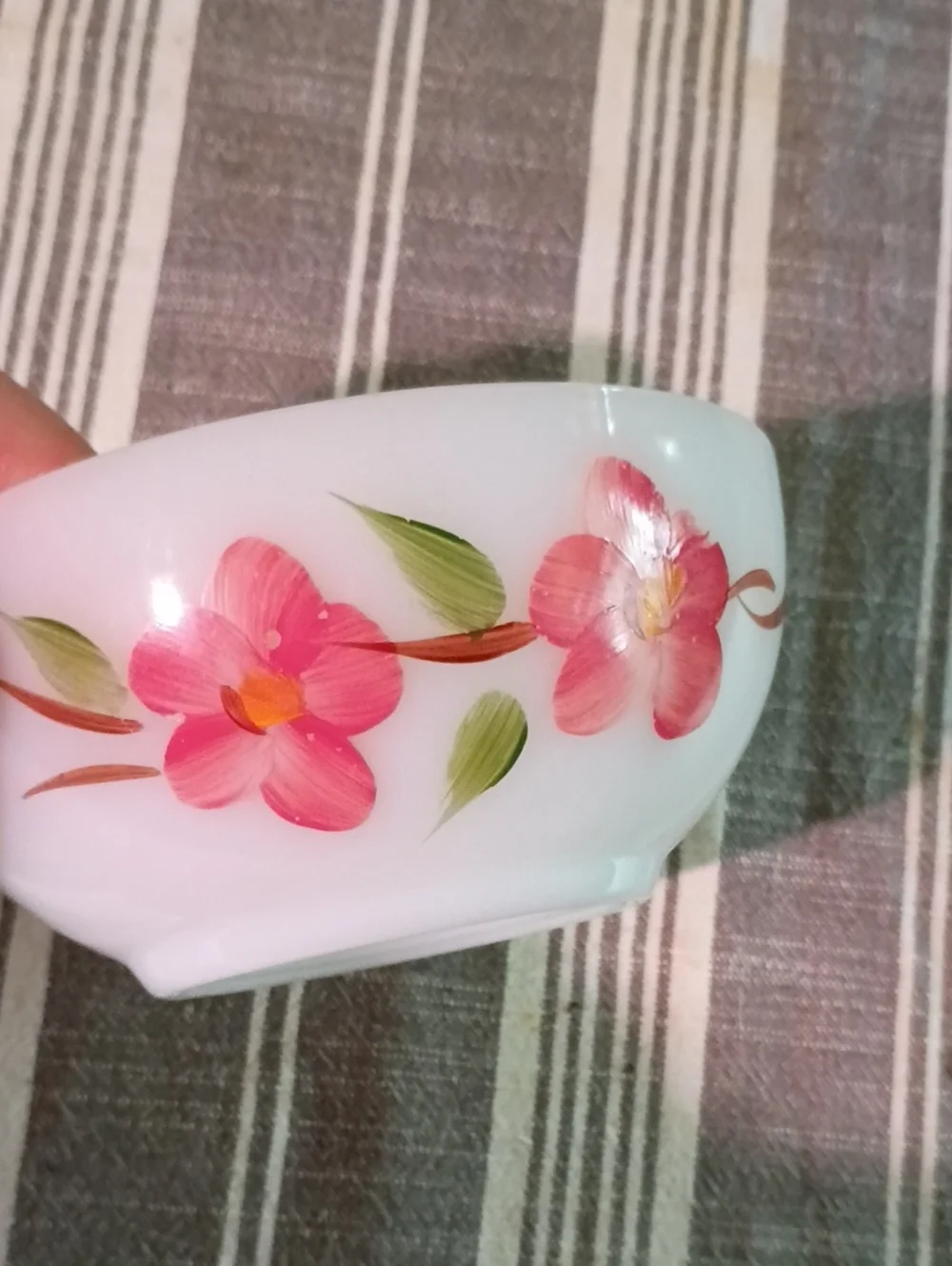 FireKing Milk Glass Bowls In Peach Blossom